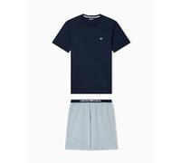 EMPORIO ARMANI T-Shirt+Shorts Pyjama Juego de Pijama, Ar.BLU/Ba.BLU Geomet, XL para Hombre