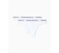 Emporio Armani Woman'S Essential Cotton - Tanga de algodón, Color Blanco, Talla XS, Blanco/Blanco, XS