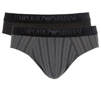Emporio Armani Tartan Gift Box 2-Pack Brief Bragas, Stampa Righe/Nero, S de los Hombres