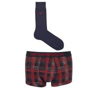Emporio Armani Tartan Mix Gift Set Socks + Trunk Conjunto Calcetines + BAúl, Stampa SCOZZES/Marin, L de los Hombres