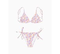 EMPORIO ARMANI Triangle Juego de Bikini, Bianco/Logo Multicol, XL para Mujer