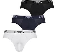 Emporio Armani Underwear 3-Pack Brief Essential Monogram Boxer Hombre, Azul (White/Black/Marine), XXL