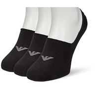 Emporio Armani Underwear 3-Pack Footie Socks Casual Pack de 3 Calcetines Invisibles, Onyx, S/M de los Hombres