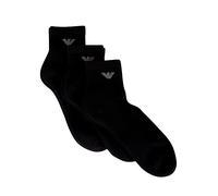 Emporio Armani Underwear 3-pack Short Socks Sporty Terrycloth, De Calcetines Cortos Los Hombres, Preta (Black), Talla Única