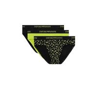 Emporio Armani Underwear Emporio Armani Men's 3-pack Pure Cotton Brief, Calzoncillos Boxer Hombre, Black/Print Black/Lime