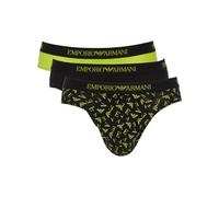 Emporio Armani Underwear Emporio Armani Men's 3-pack Pure Cotton Brief, Calzoncillos Boxer Hombre, Black/Print Black/Lime