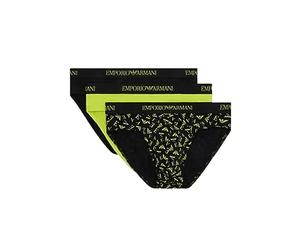Emporio Armani Underwear Emporio Armani Men's 3-pack Pure Cotton Brief, Calzoncillos Boxer Hombre, Black/Print Black/Lime