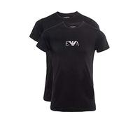 Emporio Armani Underwear Emporio Armani Men's Basic - Essential Monogram 2-pack T-shirt With Crew Neck, Camiseta para Hombre, Negro (Black/Black), S