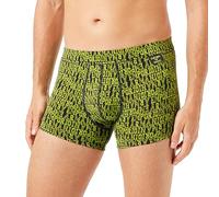Emporio Armani Underwear Emporio Armani Men's Trunk All Over Bold Logo, Bañador Hombre, Solid Blue/Lime
