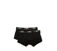 Emporio Armani Underwear Essential Monogram 2-Pack Trunk Bóxer, Black/Black, M (Pack de 2) para Hombre