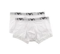 Emporio Armani Underwear Essential Monogram 2-Pack Trunk Bóxer, White/White, S (Pack de 2) para Hombre