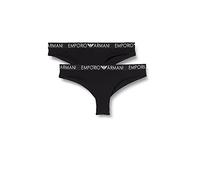 Emporio Armani Underwear Iconic Cotton Ropa Interior Brasileña Bi-Pack, Mujer, Negro, S