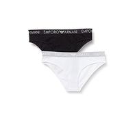 Emporio Armani Bi-Pack Brief Iconic Logoband Ropa Interior, White/Black G, L 2 para Mujer