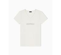 EMPORIO ARMANI V Neck T-Shirt Camiseta, Blanco, XL para Mujer
