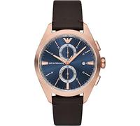 Emporio Armani Watch For Men, Quartz 2 Sub dial Chronograph Movement and 43mm Case Size with Leather Strap