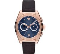 EMPORIO ARMANI Watch For Men, Quartz 2 Sub dial Chronograph Movement and 43mm Case Size with Leather Strap