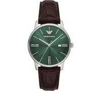 EMPORIO ARMANI Watch For Men, Quartz Three Hand Date Movement and 39mm Case Size with Stainless Steel or Leather Strap