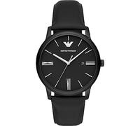 EMPORIO ARMANI Watch For Men, Quartz Three Hand Date Movement and 42mm Case Size with Leather Strap
