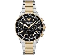 EMPORIO ARMANI Watch For Men, Solar Quartz Chronograph Movement and 43.5mm Case Size with Stainless Steel Strap