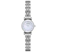 Emporio Armani Reloj Mujer, Movimiento de dos manecillas, caja de acero inoxidable plateado de 22 mm con correa de acero, AR1961, Tono plata y blanco