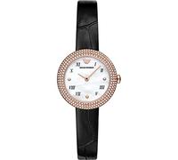 Emporio Armani Reloj de mujer, Movimiento de dos manecillas, 30mm Caja de acero inoxidable color oro rosa con correa de piel, AR11356, Negro y blanco