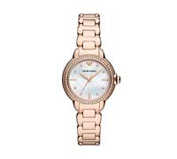Emporio Armani Reloj de mujer, Movimiento de tres manecillas, caja de 32MM de acero inoxidable reciclado (al menos 50%) dorado con correa de acero inoxidable reciclado (al menos 50%), AR11523