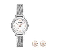 Emporio Armani Watch For Women, 32mm Silver Tone Quartz Three Hand Movement and Stainless Steel Strap