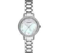 Emporio Armani Watch For Women, 32mm Silver tone Quartz Three hand movement and Stainless steel strap