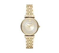 Emporio Armani Reloj Analógico para para Mujer de Cuarzo con Correa en Acero Inoxidable AR11608, Dorado y Purpurina