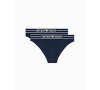 Emporio Armani Women's Everyday Cotton - Paquete de 2 Calzoncillos de algodón, Color Azul, Talla XS, Azul, XS