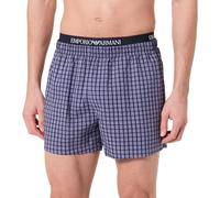 Emporio Armani Yarn Dyed Woven Boxer, Azul, S para Hombre
