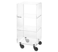 Emporium Living - ANDY 5 - Carro multiusos sobre ruedas de cristal acrílico ahumado gris transparente 65 x 33 x 74 cm - Fabricado en Italia