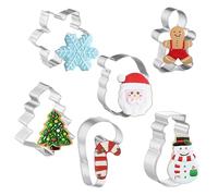 Emporte-pièce de Noël - Ensemble de 6 pièces en acier inoxydable, collection de formes festives, kit d'outils de cuisson | Moule à pâtisserie de vacances avec fondant, dessert au fromage, utilisation