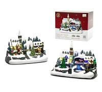 EMPOTEC Escena paisaje pueblo navideño nevado en fiesta movimiento luces LED sonidos musicales navideños ideas regalo Navidad Clarion decoración decoración 31 x 24 x 20 cm 2 escenas variadas (1 unidad