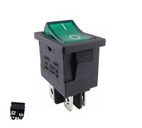 Empotrable basculante Interruptor Pared 19 x 13 mm, 2 pines (4pins), Verde Iluminado, Negro