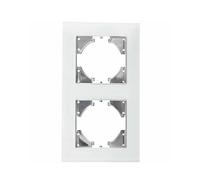 Empotrable de cristal blanco con marco, 2 elementos horizontales, ideal para iluminación decorativa y control de dispositivos eléctricos.