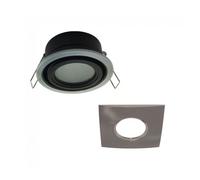 wonderlamp - Empotrable exterior/interior Lutar, Cuadrado con aro embellecedor, Impermeable IP 65, Empotrable moderno Níquel