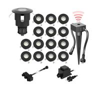 ledscom.de Lámpara de pie LED ATRIA con sensor crepuscular para exteriores, IP65, negra, redonda, 40mm Ø, blanco cálido Juego de 15