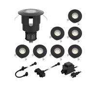 ledscom.de Luminaria LED de suelo ATRIA para uso exterior, IP65, negra, redonda, 40mm Ø, blanco cálido Juego de 8