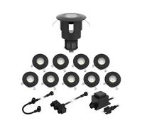 ledscom.de Luminaria LED de suelo ATRIA para uso exterior, IP65, negra, redonda, 40mm Ø, blanco cálido Juego de 10