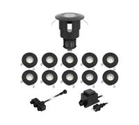 ledscom.de Luminaria LED de suelo ATRIA para uso exterior, IP65, negra, redonda, 40mm Ø, blanco cálido juego de 11