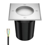 ledscom.de Lámpara empotrada en el suelo RELI para uso exterior, IP67, acero inoxidable, esmerilado, angular, 11 x 11cm incl. lámpara LED 450lm blanco