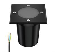 ledscom.de Lámpara empotrable de suelo RELI para exteriores, IP67, negra, angular, 11 x 11cm, 1x GU10 máx. 15W, esmerilado