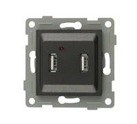 Empotrar doble puerto USB, acabado grafito, ideal para carga de dispositivos móviles y conexión de periféricos.