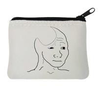 Empty Head Wojak - Monedero de neopreno sin cerebro, 10 x 11 cm, color blanco