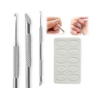 Empujador de cutículas redondo, herramienta raspadora para quitar cutículas, adecuada para uñas de las manos, uñas, manicura, pedicura, herramientas de cuidado de uñas (1 pala de cabeza oblicua + 1