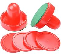 Empujadores de hockey de aire, 2 piezas de 76 mm, empujadores de fieltro para mesa de hockey de aire con 4 discos rojos para discos de repuesto, mazo de mesa, porteros para mesa de juego