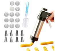 Empuje para repostería, utensilios de cocina de acero inoxidable con 13 discos 8 bujes de bolsillo | empuje-Biscuits Spritz | para decorar galletas de especias tartas para de Navidad y Than