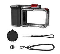 Empuñadura ergonómica para fotografía callejera + Jaula Rabbit para dji Action 6 cámara Adaptador de Montaje con Estructura metálica a Prueba de Golpes, Zapata fría, Tornillo de 1/4 y Tapa para Lente