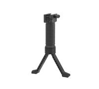 Empuñadura Vertical Táctica con Bípode Retráctil para Airsoft, Material Polímero, Montaje Rápido en Riel Picatinny 20mm, Negro